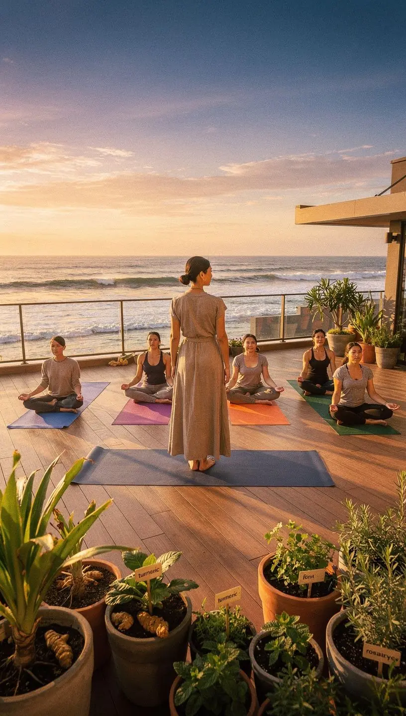 Pessoa praticando yoga ao ar livre em um ambiente natural